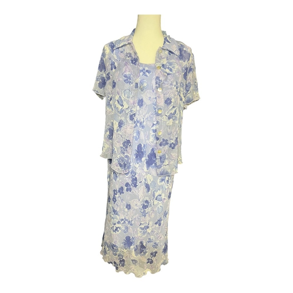 2-Piece Blue Floral Sweater & Dress Set Size 6